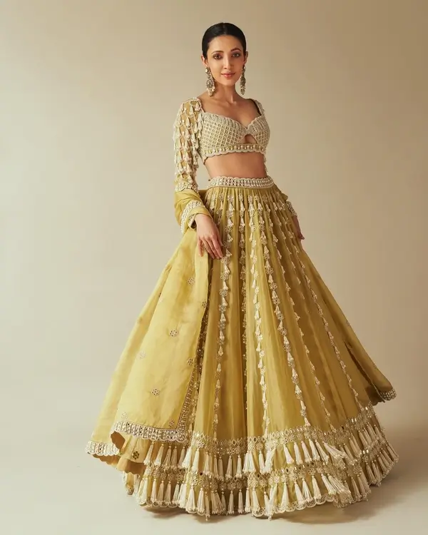 Hot Neha Shetty Shows Off Big Boobs and Toned Abs in Beige Color Lehenga Raised the Heat in Style (5)