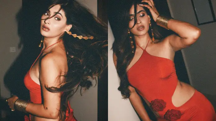 Ragini Mms Returns Actress Karishma Sharma Shows Off Toned Figure in Red Dress Looked Stunning (1)