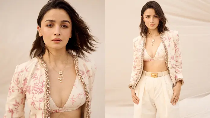 Hot Alia Bhatt Shows Off Big Boobs and Deep Cleavage in Classy Pantsuit (1)