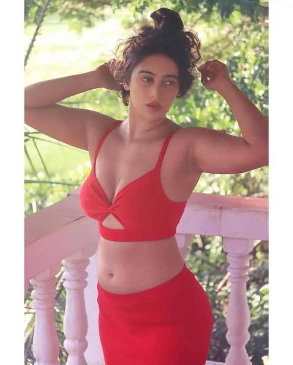 Hot Megha Shukla Displays Her Big Boobs and Sexy Figure in Orange Outfit (6)