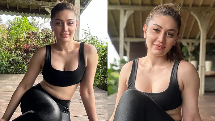 Shefali Jariwala Displays Her Big Boobs and Sexy Figure in Black Yoga Outfit (1)