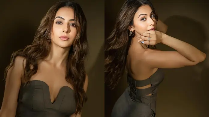 Hot Rakul Preet Singh Showcased Her Big Boobs and Curvy Figure in Chic Black Dress (1)