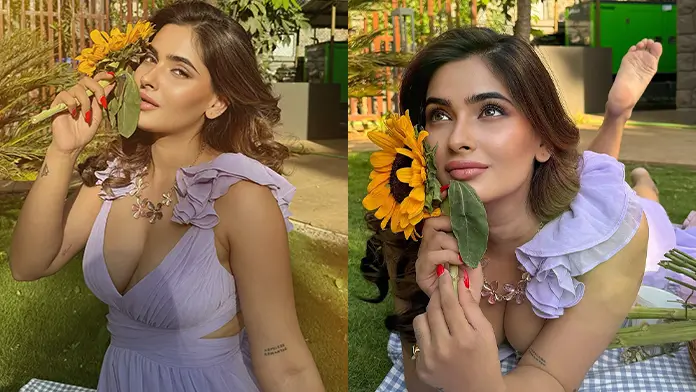 Hot Karishma Sharma Flaunts Her Big Boobs in Long Maxi Dress (1)