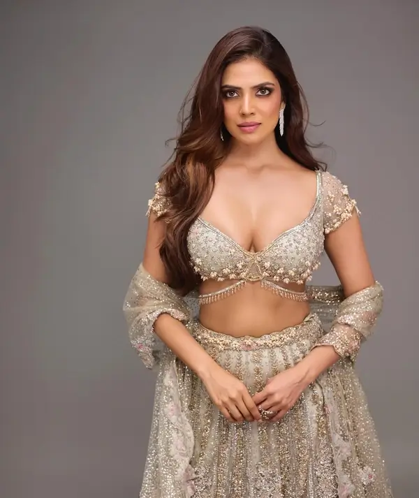 Hot Malavika Mohanan Displays Her Big Boobs and Sexy Body in Cream Lehenga (4)