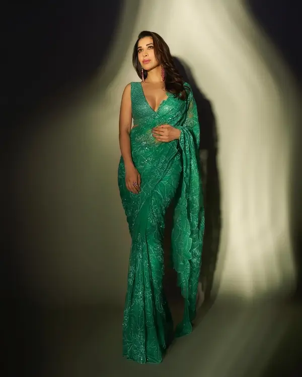 Hot Sophie Choudry Showcased Her Big Boobs and Curvy Figure in a Gorgeous Green Saree (6)