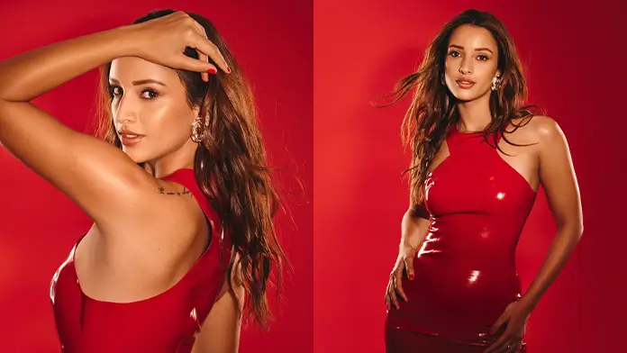 Hot Triptii Dimri Displays Her Big Boobs and Sexy Body in Red Dress (1)