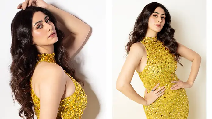 Hot Warina Hussain Displays Her Big Boobs and Sexy Body in a Glittering Dress (1)