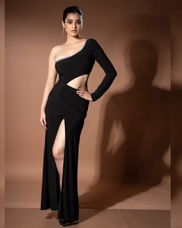 Hot Darshana Banik Showcased Her Big Boobs and Curvy Body in Black Dress (4)