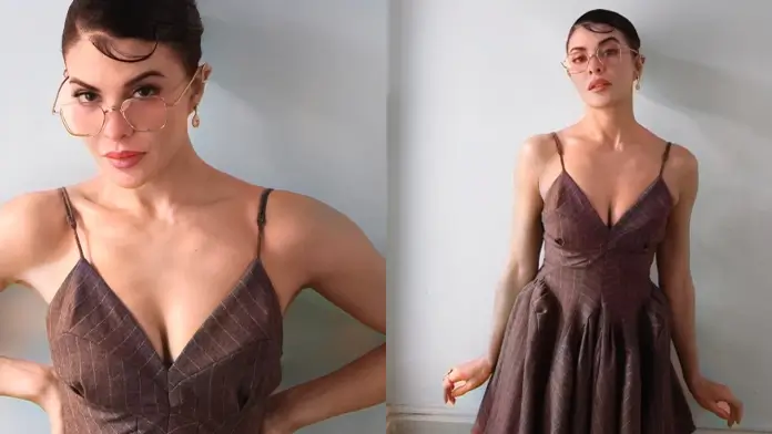 Hot Jacqueline Fernandez Flaunts Her Big Boobs in Chic Dress (1)