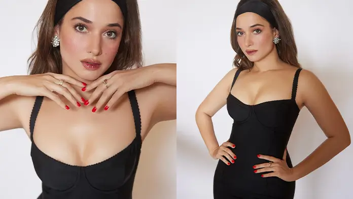 Hot Tamannaah Bhatia Displays Her Big Boobs and Sexy Body in Bodycon Mini Dress (1)