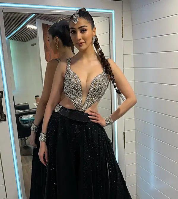 Hot Raai Laxmi Flaunts Her Big Boobs in Silver and Black Gown (2)