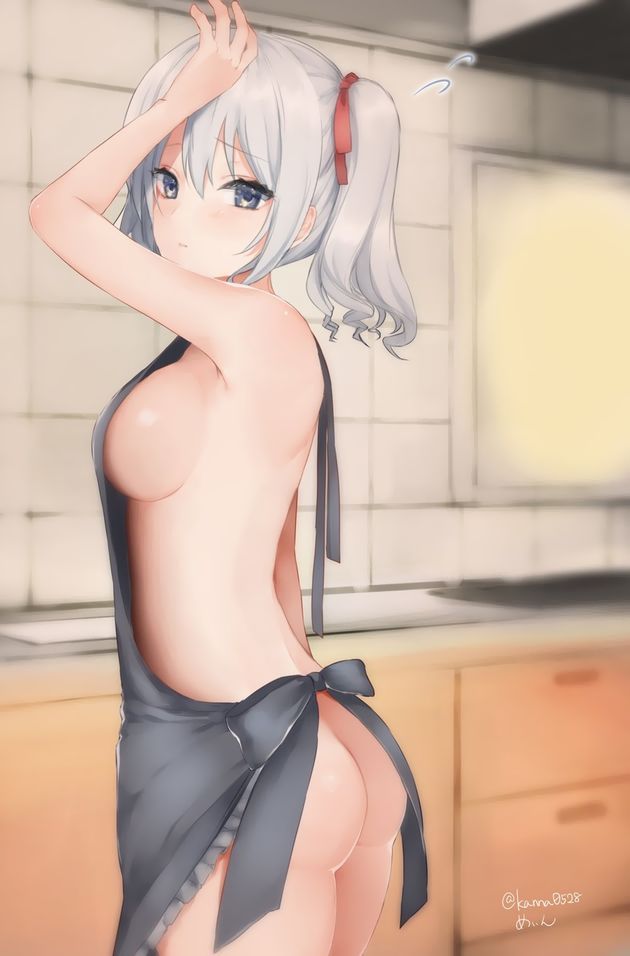 Kashima Busty Anime Girl Naked With Only A Apron Flash Her Big Sideboobs