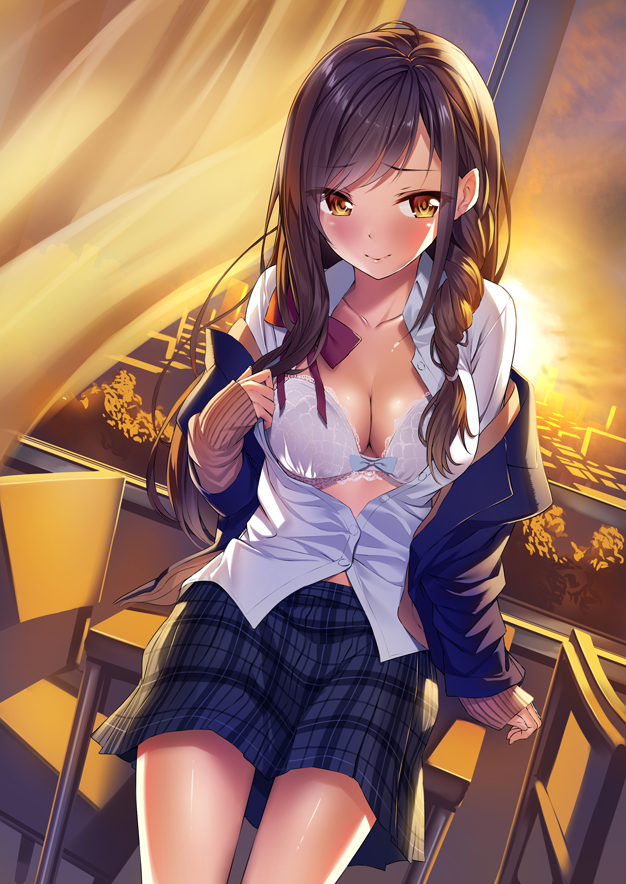 Sexy Big Boobs Anime School Girl Stripping Uniform In Classroom
