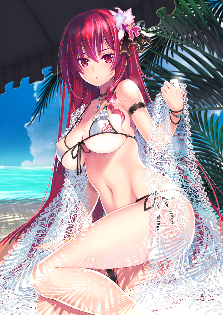 Sexy Big Boobs Anime Girl In Bikini Showing Her Big Underboob